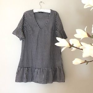 Black and white gingham frill dress